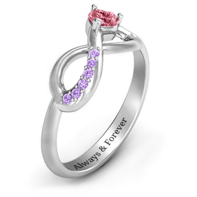 Infinity In Love Personalised Ring with Accents - AMAZINGNECKLACE.COM