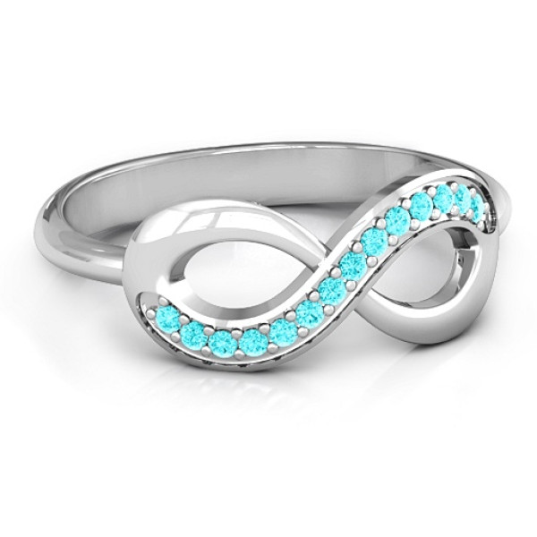 Infinity Personalised Ring with Single Accent Row - AMAZINGNECKLACE.COM
