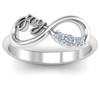 Joy Infinity Personalised Ring with 3 Stones  - AMAZINGNECKLACE.COM