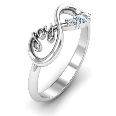Joy Infinity Personalised Ring with 3 Stones  - AMAZINGNECKLACE.COM