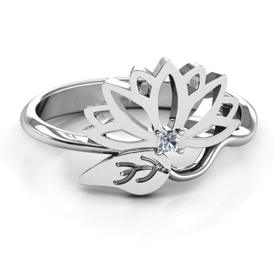 Leaves and Lotus Wrap Personalised Ring - AMAZINGNECKLACE.COM