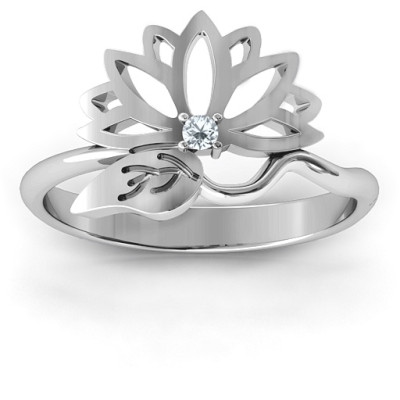 Leaves and Lotus Wrap Personalised Ring - AMAZINGNECKLACE.COM