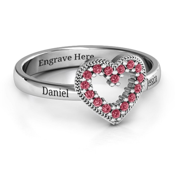 Love Story Heart Accent Personalised Ring - AMAZINGNECKLACE.COM