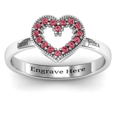 Love Story Heart Accent Personalised Ring - AMAZINGNECKLACE.COM