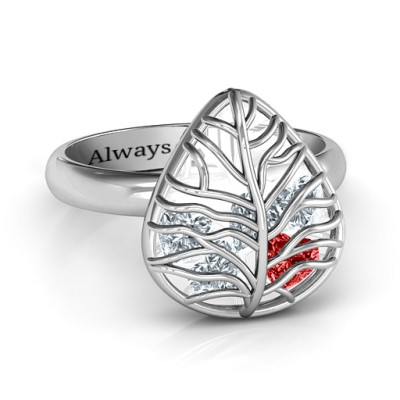Lovely Lilac Cage Leaf Personalised Ring - AMAZINGNECKLACE.COM