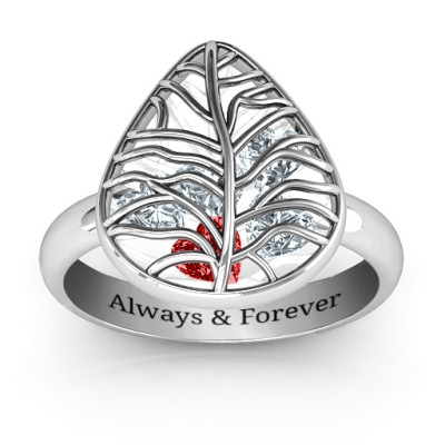 Lovely Lilac Cage Leaf Personalised Ring - AMAZINGNECKLACE.COM