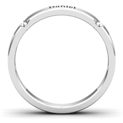 Lysander Beaded Curved Groove Women's Personalised Ring - AMAZINGNECKLACE.COM