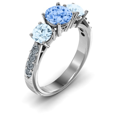 Majestic Three Stone Eternity Personalised Ring with Accents  - AMAZINGNECKLACE.COM
