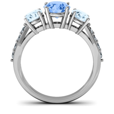 Majestic Three Stone Eternity Personalised Ring with Accents  - AMAZINGNECKLACE.COM