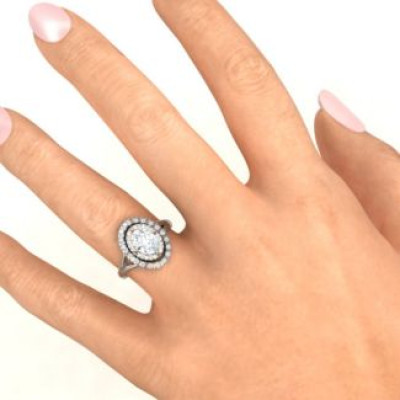 Margaret Double Halo Personalised Ring - AMAZINGNECKLACE.COM