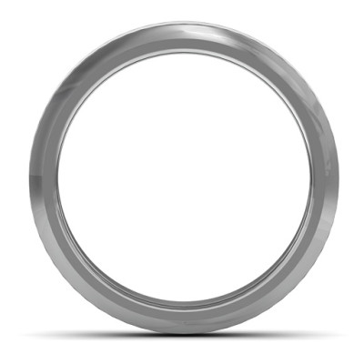 Men's Beveled Edge Brushed Centre Tungsten Personalised Ring - AMAZINGNECKLACE.COM