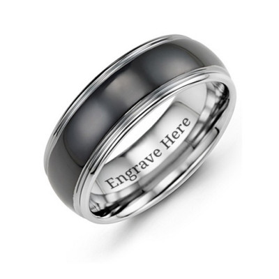 Men's Black Tungsten Personalised Ring - AMAZINGNECKLACE.COM