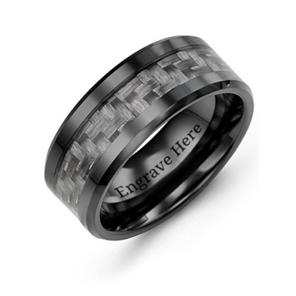 Men's Nightfall Ceramic Personalised Ring - AMAZINGNECKLACE.COM