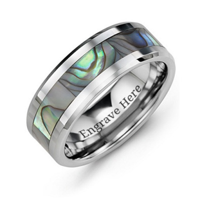 Men's Pearl Belt Tungsten Personalised Ring - AMAZINGNECKLACE.COM