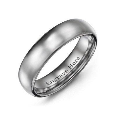 Men's Polished Tungsten Dome 6mm Personalised Ring - AMAZINGNECKLACE.COM