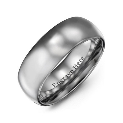 Men's Polished Tungsten Dome 8mm Personalised Ring - AMAZINGNECKLACE.COM