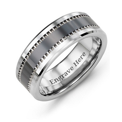 Men's Trail Tungsten Personalised Ring - AMAZINGNECKLACE.COM