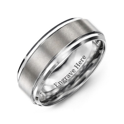 Men's Tungsten Brushed Centre Personalised Ring - AMAZINGNECKLACE.COM