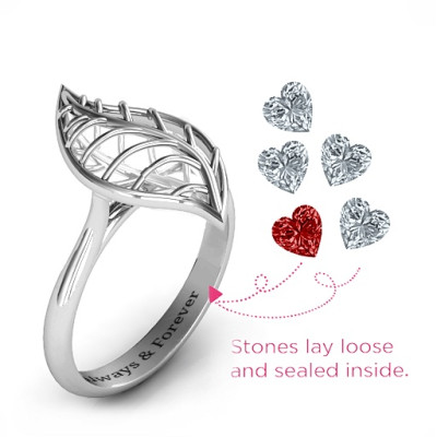Mint to Be Cage Leaf Personalised Ring - AMAZINGNECKLACE.COM