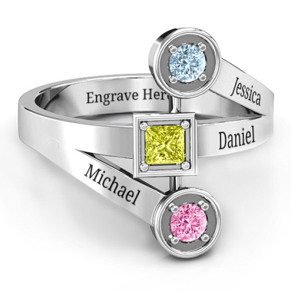 Modern Birthstone Personalised Ring  - AMAZINGNECKLACE.COM