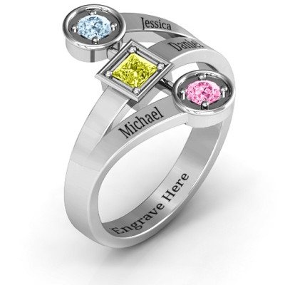 Modern Birthstone Personalised Ring  - AMAZINGNECKLACE.COM
