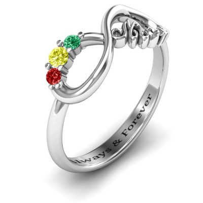 Mom's Infinite Love Personalised Ring with 2-10 Stones  - AMAZINGNECKLACE.COM