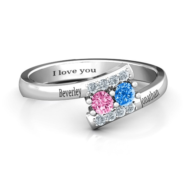Must Be Love Two Stone Personalised Ring  - AMAZINGNECKLACE.COM