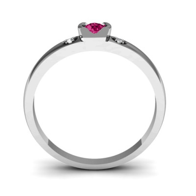 Open Bezel Cut Personalised Ring with Accents Stones  - AMAZINGNECKLACE.COM