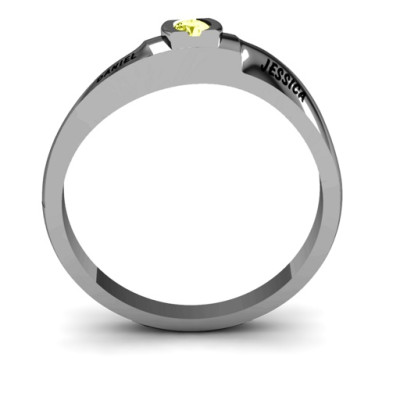 Open Bezel Set Swirl Personalised Ring - AMAZINGNECKLACE.COM