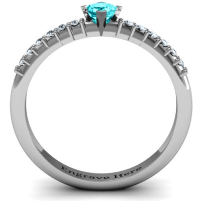 Princess Centre Stone Personalised Ring with Twin Accent Rows  - AMAZINGNECKLACE.COM