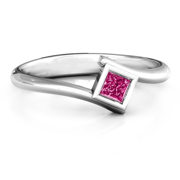 Princess Cut Bypass Personalised Ring - AMAZINGNECKLACE.COM