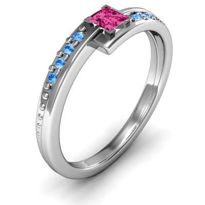 Princess Cut Personalised Ring with Accents - AMAZINGNECKLACE.COM
