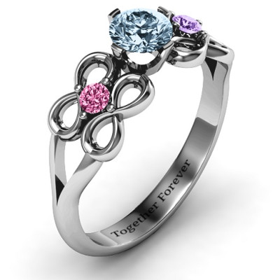 Quad Infinity Personalised Ring with Centre stone and Dual Accent Personalised Ring  - AMAZINGNECKLACE.COM