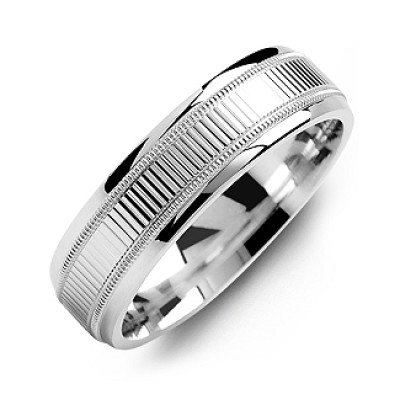 Ridged Men's Personalised Ring with Milgrain Edges - AMAZINGNECKLACE.COM