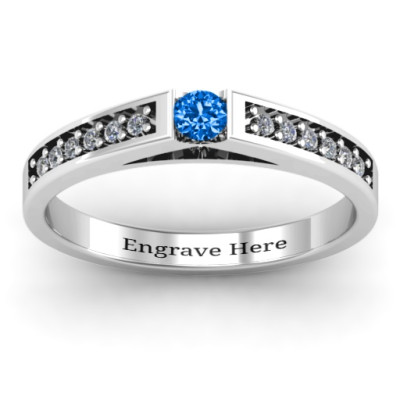 Solitaire Bridge Personalised Ring with Shoulder Accents - AMAZINGNECKLACE.COM