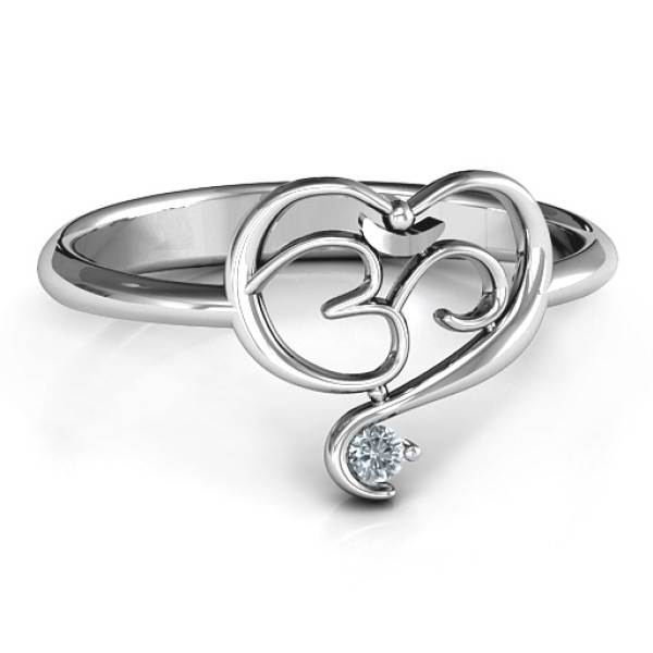 Spiritual Heart Om Personalised Ring - AMAZINGNECKLACE.COM