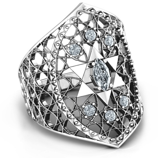 Star of David Lattice Personalised Ring - AMAZINGNECKLACE.COM