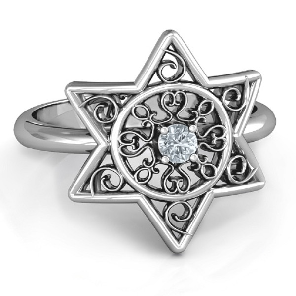 Star of David with Filigree Personalised Ring - AMAZINGNECKLACE.COM