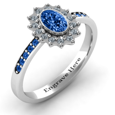 Starburst Personalised Ring with Stone Accents  - AMAZINGNECKLACE.COM