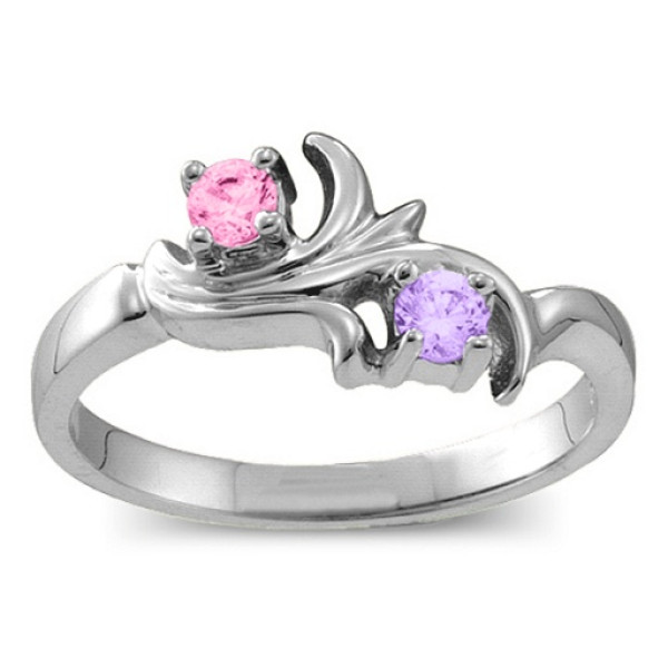 Sterling Silver  Nouveau  Flame 2-6 Gemstones Personalised Ring  - AMAZINGNECKLACE.COM