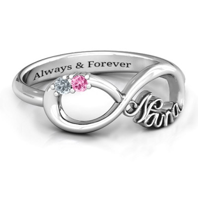 Sterling Silver 2-10 Stone Nana Infinity Personalised Ring  - AMAZINGNECKLACE.COM