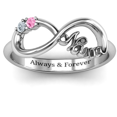Sterling Silver 2-10 Stone Nana Infinity Personalised Ring  - AMAZINGNECKLACE.COM