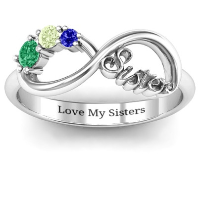 Sterling Silver 2-4 Stone Sisters Infinity Personalised Ring  - AMAZINGNECKLACE.COM