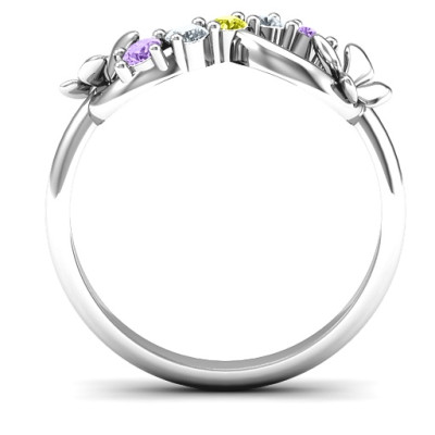Sterling Silver 5 Stone Infinity with SoaPersonalised Ring Butterflies  - AMAZINGNECKLACE.COM