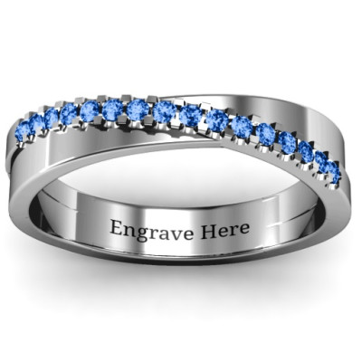 Sterling Silver Accent Crossover Personalised Ring - AMAZINGNECKLACE.COM
