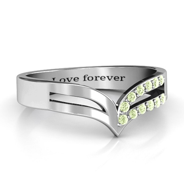 Sterling Silver Ahead Of The Curve Personalised Ring with Black Swarovski Zirconia Stones  - AMAZINGNECKLACE.COM