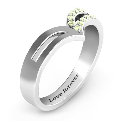 Sterling Silver Ahead Of The Curve Personalised Ring with Black Swarovski Zirconia Stones  - AMAZINGNECKLACE.COM