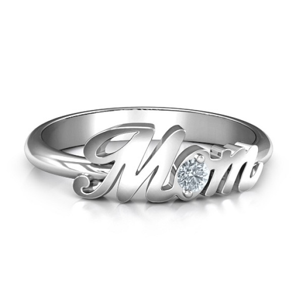 Sterling Silver All About Mom Birthstone Personalised Ring  - AMAZINGNECKLACE.COM