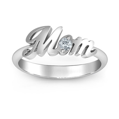 Sterling Silver All About Mom Birthstone Personalised Ring  - AMAZINGNECKLACE.COM