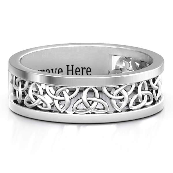 Sterling Silver Celtic Wreath Men's Personalised Ring - AMAZINGNECKLACE.COM
